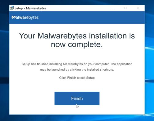 Completar el asistente de instalación de Malwarebytes