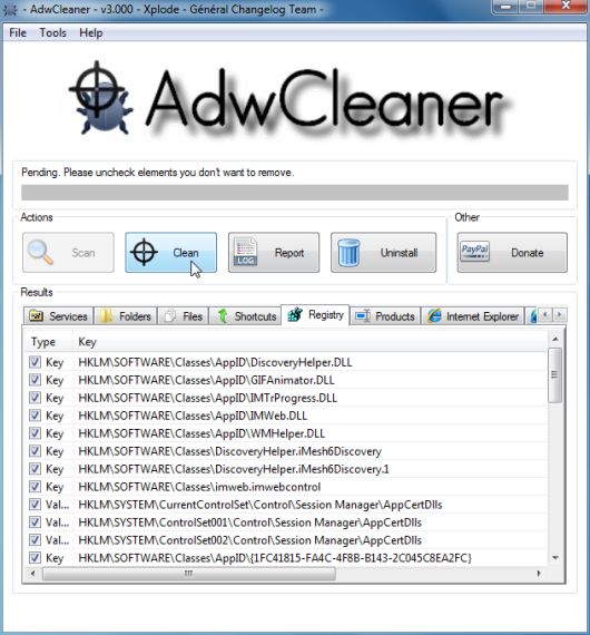 [Image: AdwCleaner removing infections]