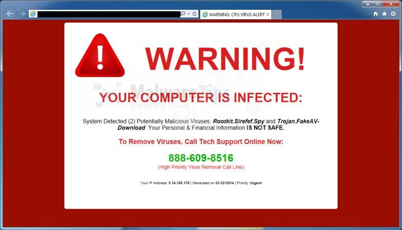 Advertencia. Su ordenador puede estar infectado con un virus